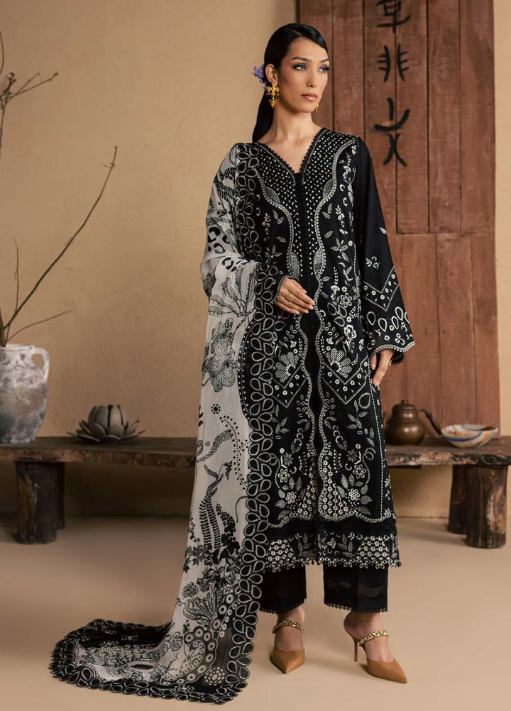 Koyal Monochrome by Nureh Unstitched Embroidered Lawn 3 Piece Suit NU26UKM NE-265 - Casual Collection