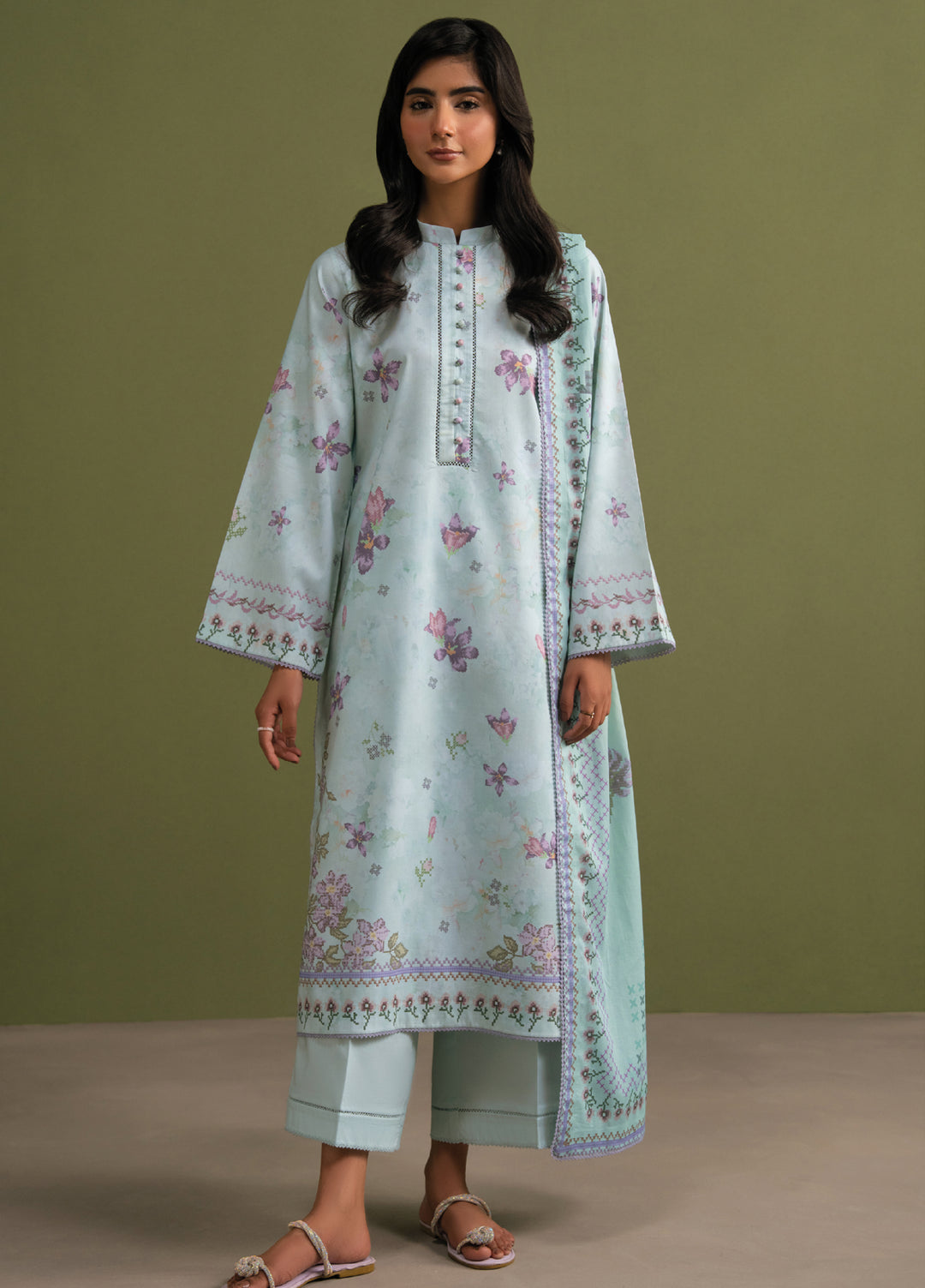 Seran Essentials Unstitched Printed Lawn 3 Piece Suit SN26UEL Zerin D-06 - Summer Collection