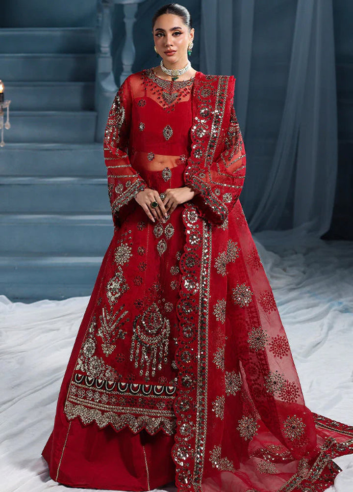 Zynoria by Saffron Unstitched Organza Embroidered Suits 3 Piece SFR25Z Rubellite - Festive Collection