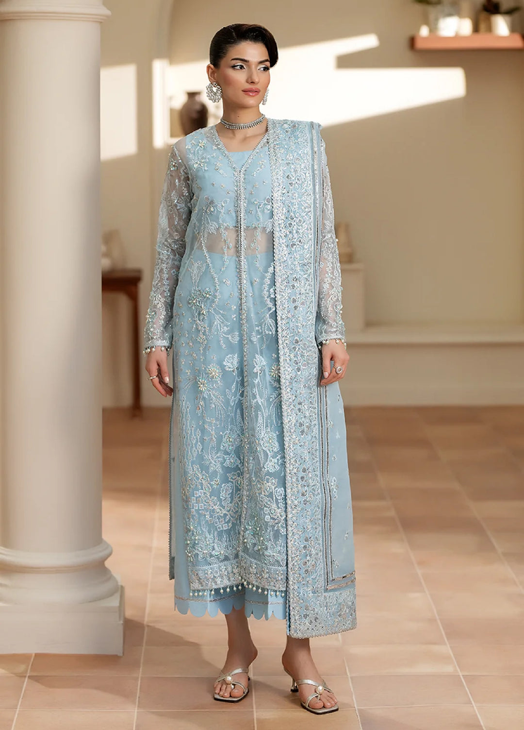 Yashfa Unstitched Hand Work Organza 4 Piece Suit ZINNIA - Wedding Collection