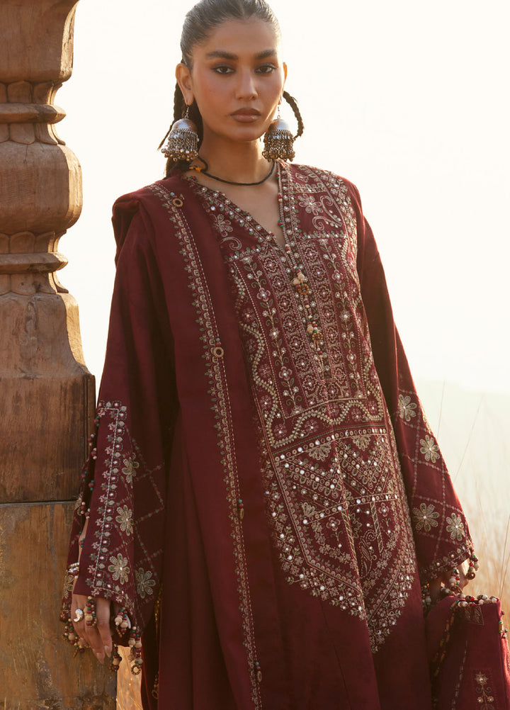 Zaha by Khadija Shah Unstitched Jacquard Embroidered Suits 3 Piece ZL25KW SASSI ZW25-12 - Winter Collection