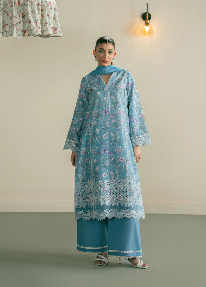 Zephyr by Ayzel Unstitched Lawn Embroidered 3 Piece Suit AAF26UZ D-6 Arin - Summer Collection