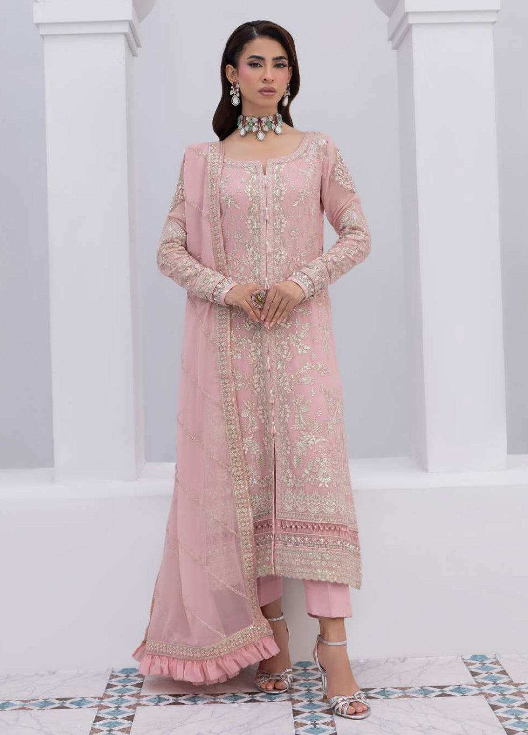Maeri by Gulaal Unstitched Embroidered Chiffon 4 Piece Suit GL26UMC Perle D-44 - Festive Collection