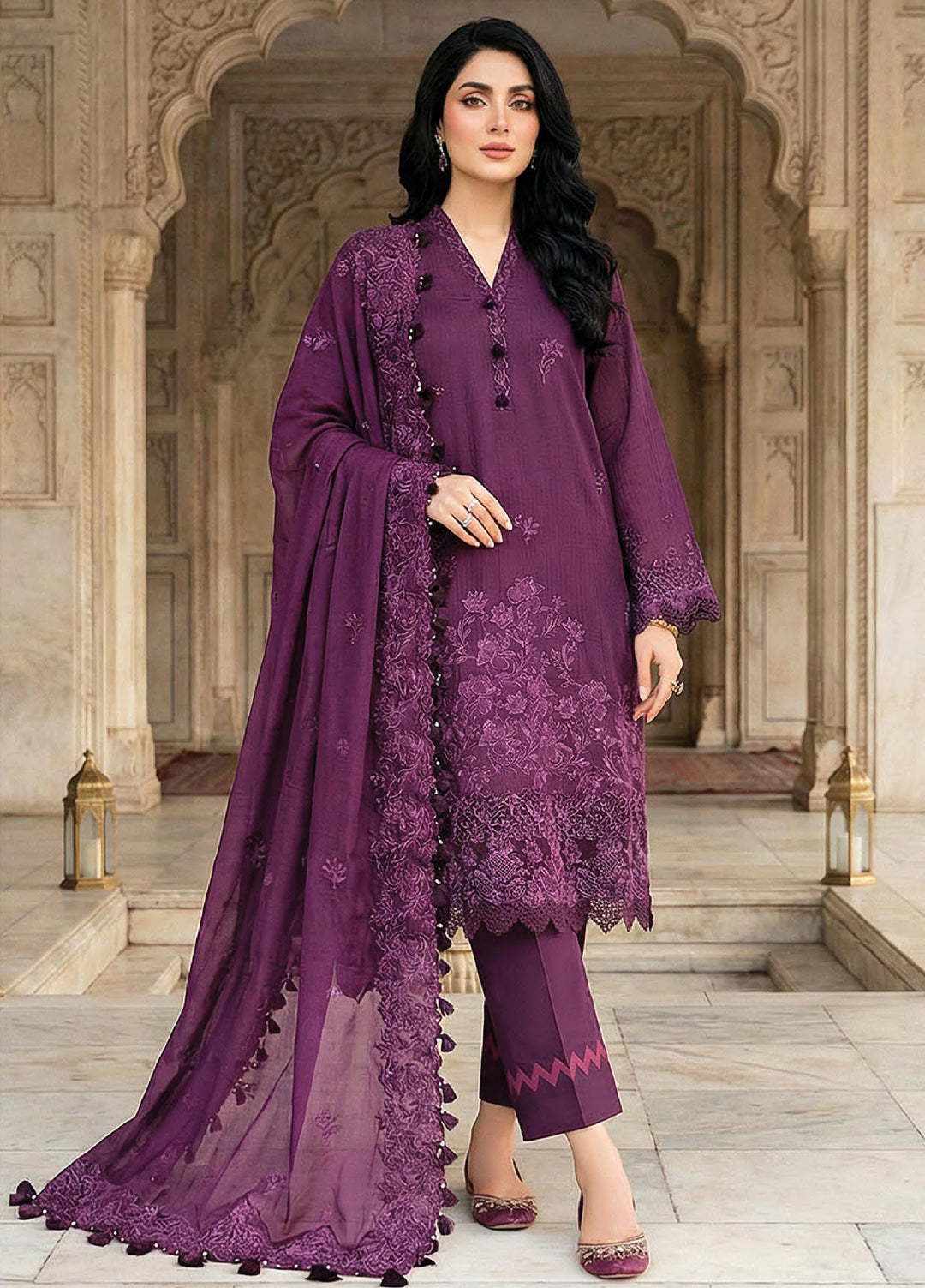 Lakhany Unstitched Embroidered Dobby Jacquard 3 Piece Suit LSM26UJE LG-UB-0323 - Eid Collection
