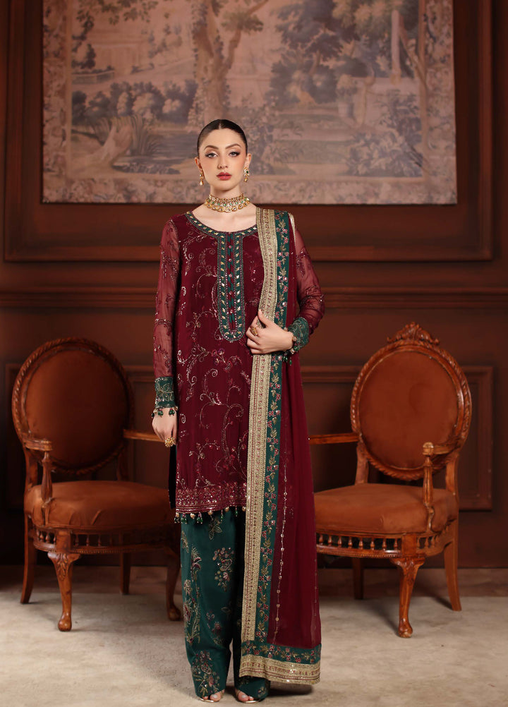 MaAlfaaz By Nureh Festive Unstitched Chiffon Embroidered 3 Piece Suits NU25AF NL-90 - Festive Collection