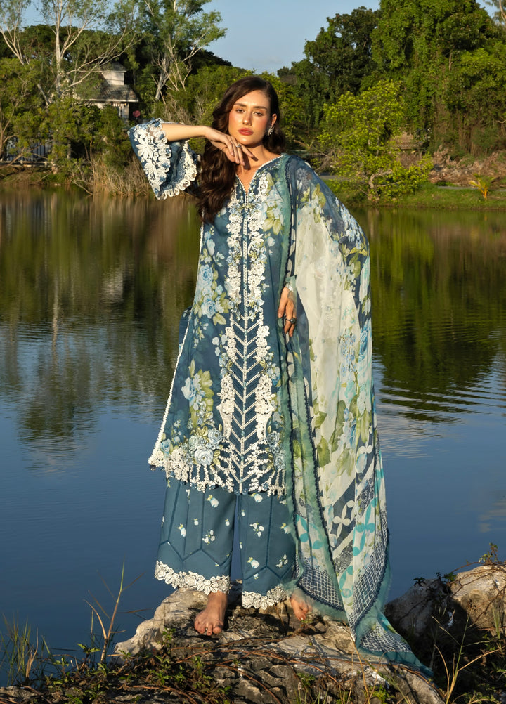 Signature by Elaf Premium Unstitched Embroidered Lawn 3 Piece Suit EL26USP ESA-7B SEA ENCHANTRESS - Summer Collection