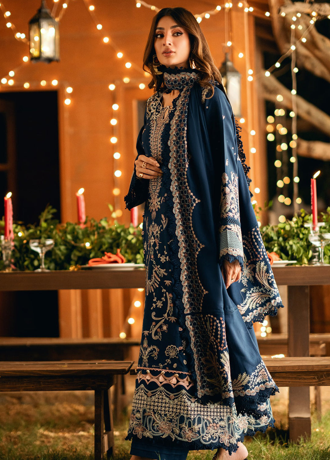 Florent Serenity Embroidered Woolen Shawls Unstitched Dobby Suits 3 Piece FL25WS FL-7B - Winter Collection