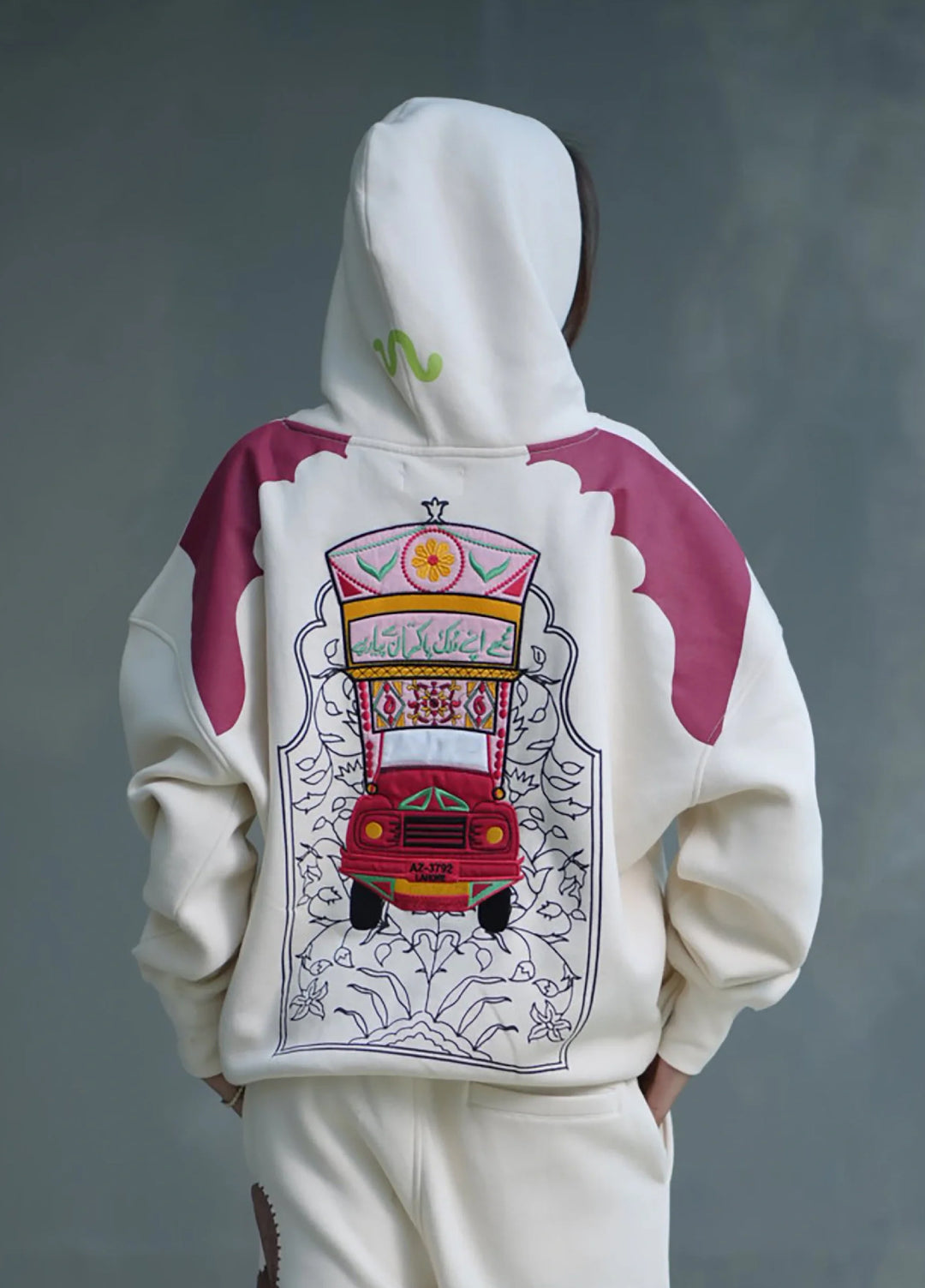 Movement Unisex Western 1 Piece Printed Fleece Ivory Garden Hoodie - Winter Collection