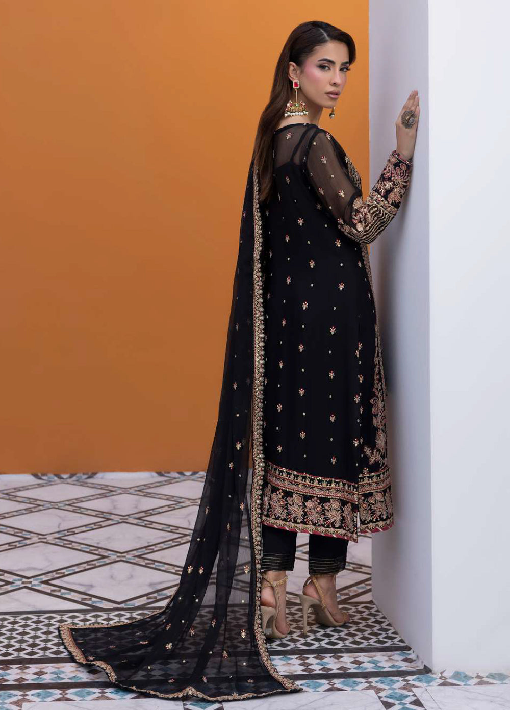 Maeri by Gulaal Unstitched Embroidered Chiffon 4 Piece Suit GL26UMC Soir D-43 - Festive Collection