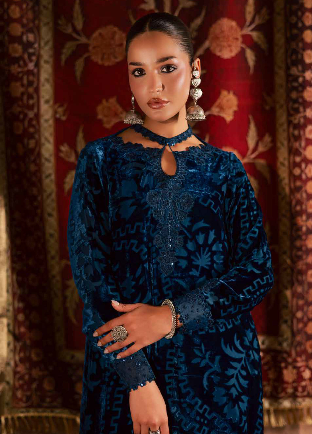 Ballerina by Nureh Unstitched Velvet Palachi Embroidered 3 Piece Suits NU25BV NU2-188 - Festive Collection