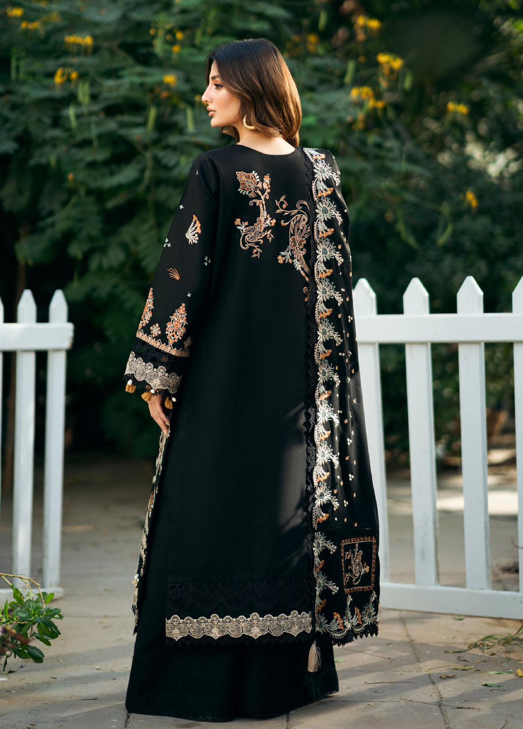 Florent Serenity Embroidered Woolen Shawls Unstitched Marina Twill Suits 3 Piece FL25WS FL-2A - Winter Collection