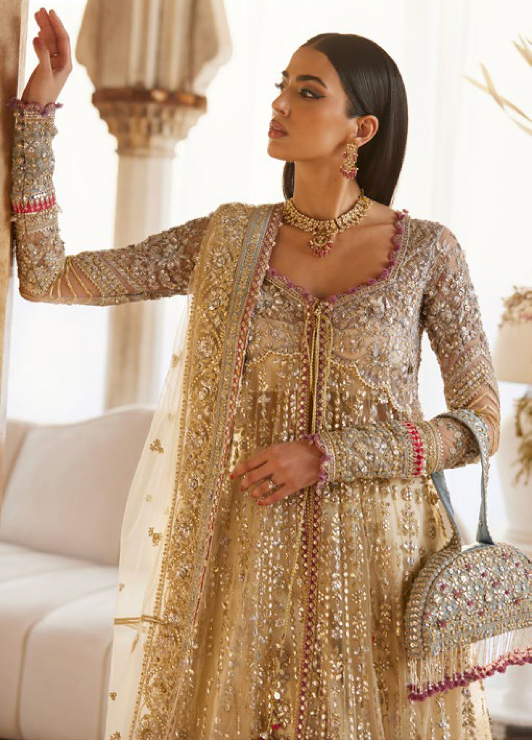 Zaha by Khadija Shah Gossamer Unstitched Embroidered Suits 3 Piece ZL25GF ZC25-06 - Festive Collection