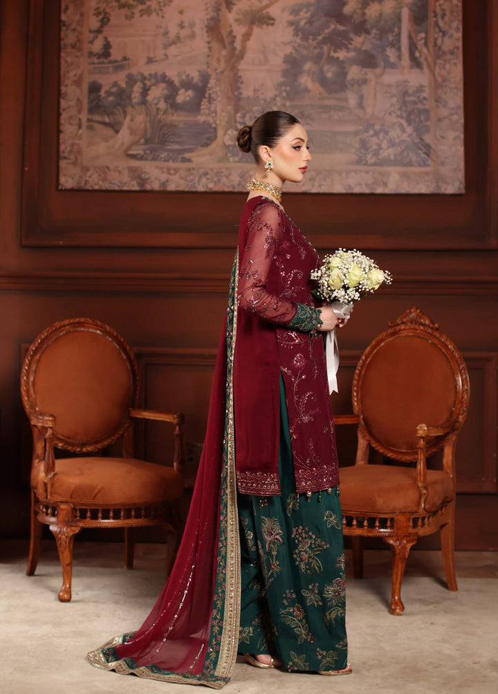 MaAlfaaz By Nureh Festive Unstitched Chiffon Embroidered 3 Piece Suits NU25AF NL-90 - Festive Collection