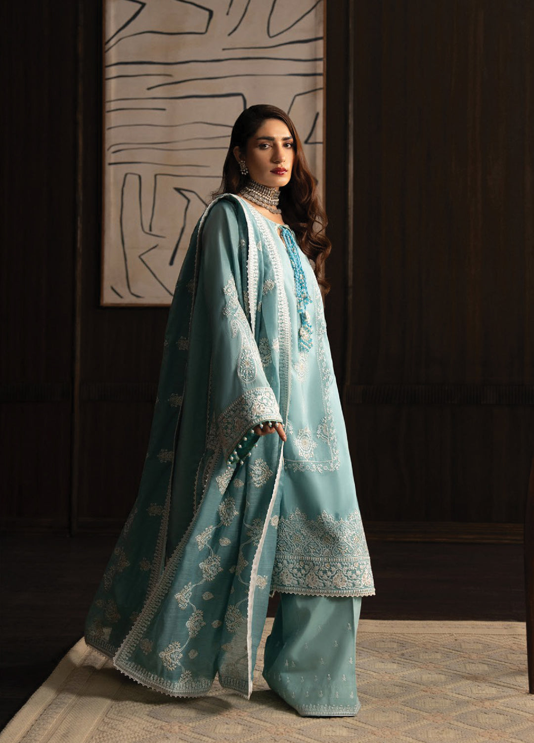 Lady by Aik Atelier Unstitched Tussar Silk Embroidered Suits 3 Piece AIK25L D-08 AIK25L - Festive Collection