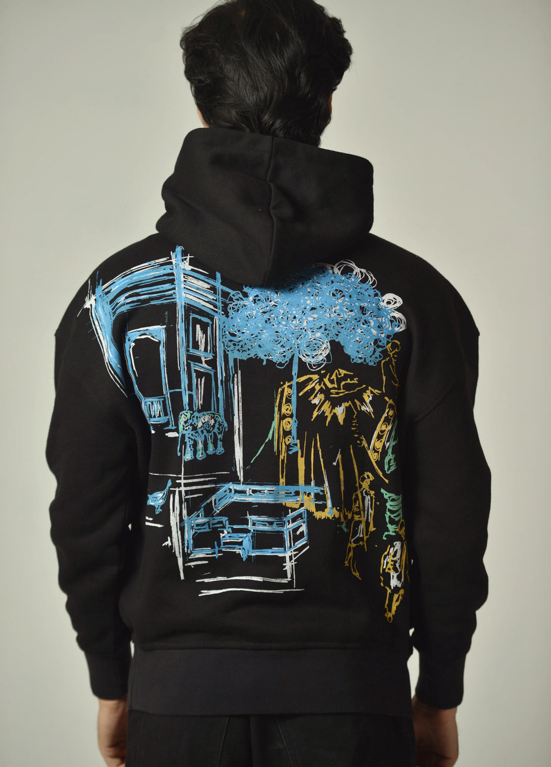 Movement Unisex Western 1 Piece Printed Fleece Raw Canvas Hoodie - Winter Collection