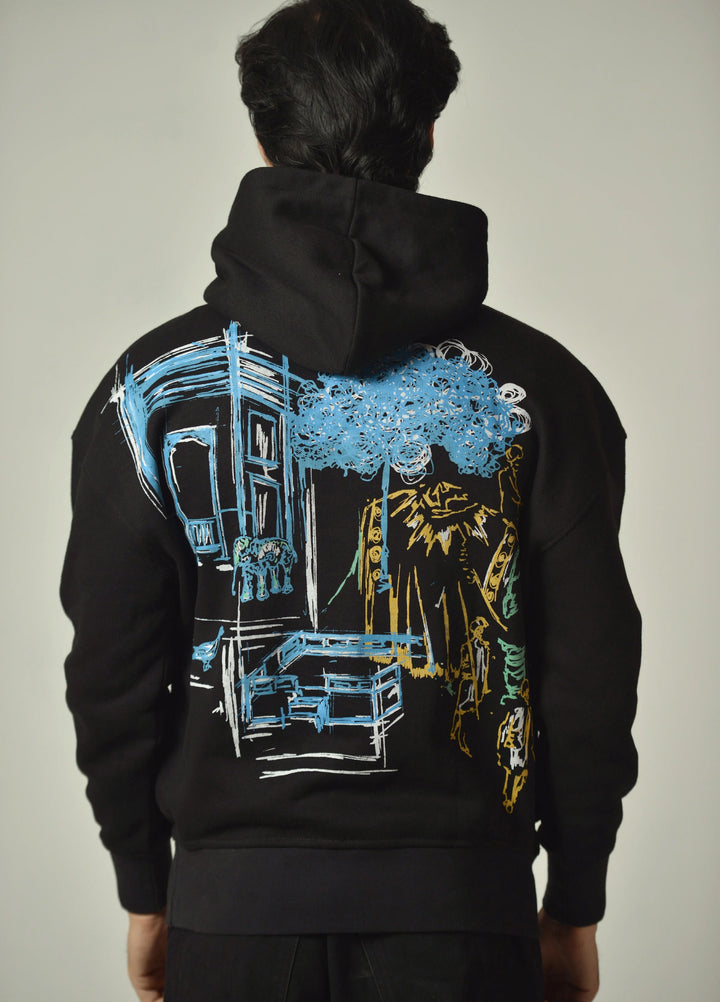 Movement Unisex Western 1 Piece Printed Fleece Raw Canvas Hoodie - Winter Collection