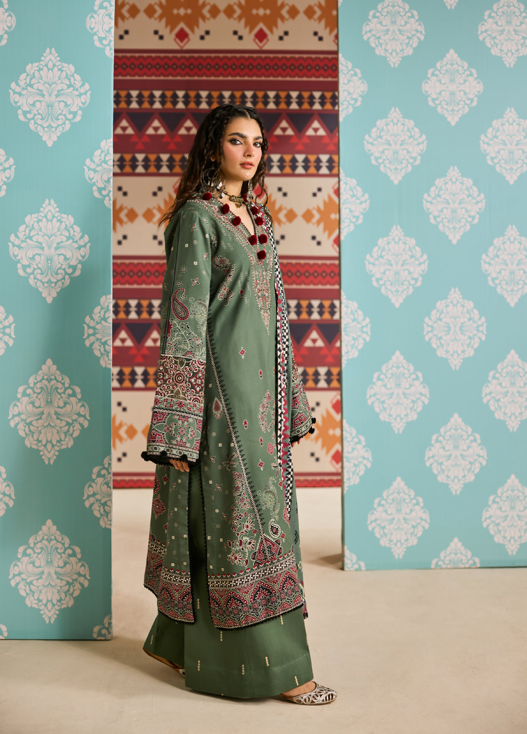 Zync by Florent One Nation Unstitched Khaddar Embroidered Suits 3 Piece FL25ON FL-6B - Winter Collection