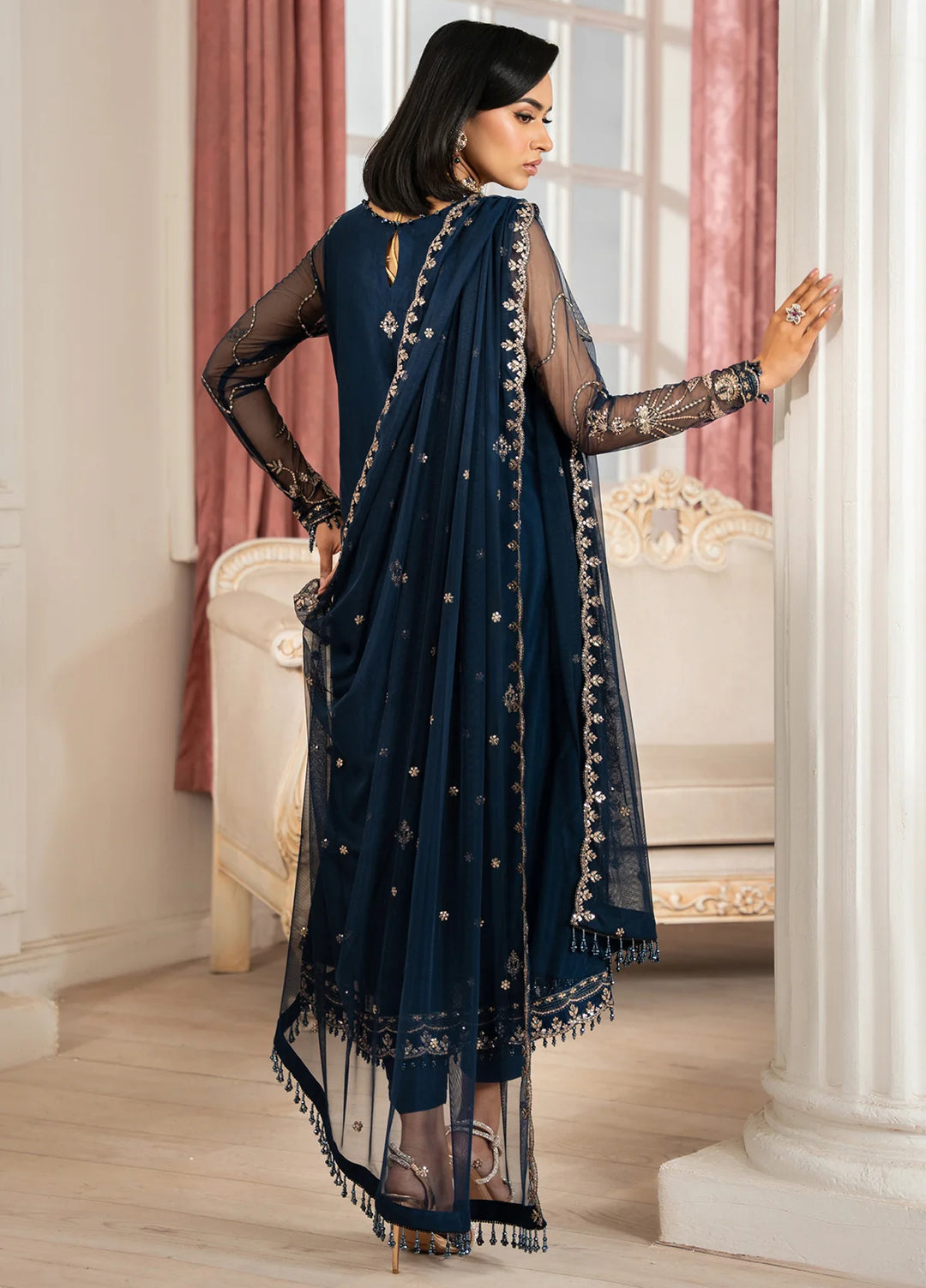 Zarif Unstitched Embroidered Net 3 Piece Suit ZR26UF Nafees ZNAF-02-Selin - Festive Collection