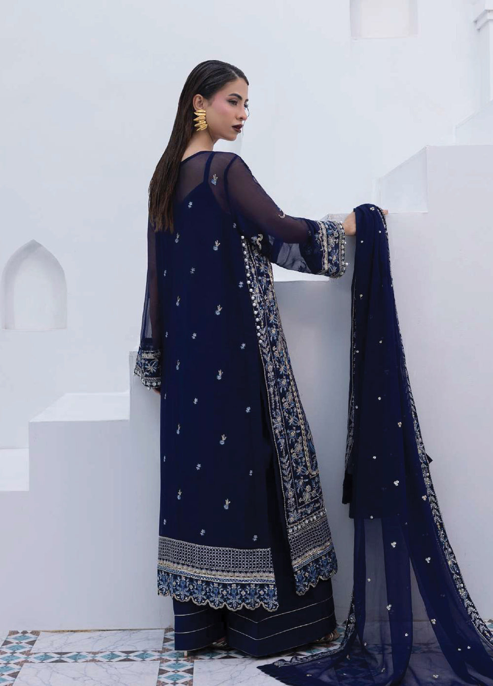 Maeri by Gulaal Unstitched Embroidered Chiffon 4 Piece Suit GL26UMC Lueur D-50 - Festive Collection
