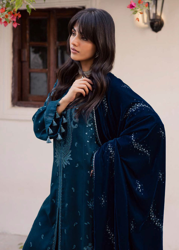 Nureh Exclusive Unstitched Luxury Leather Peach Embroidered Suits 3 Piece NU25EL NE-210 - Winter Collection