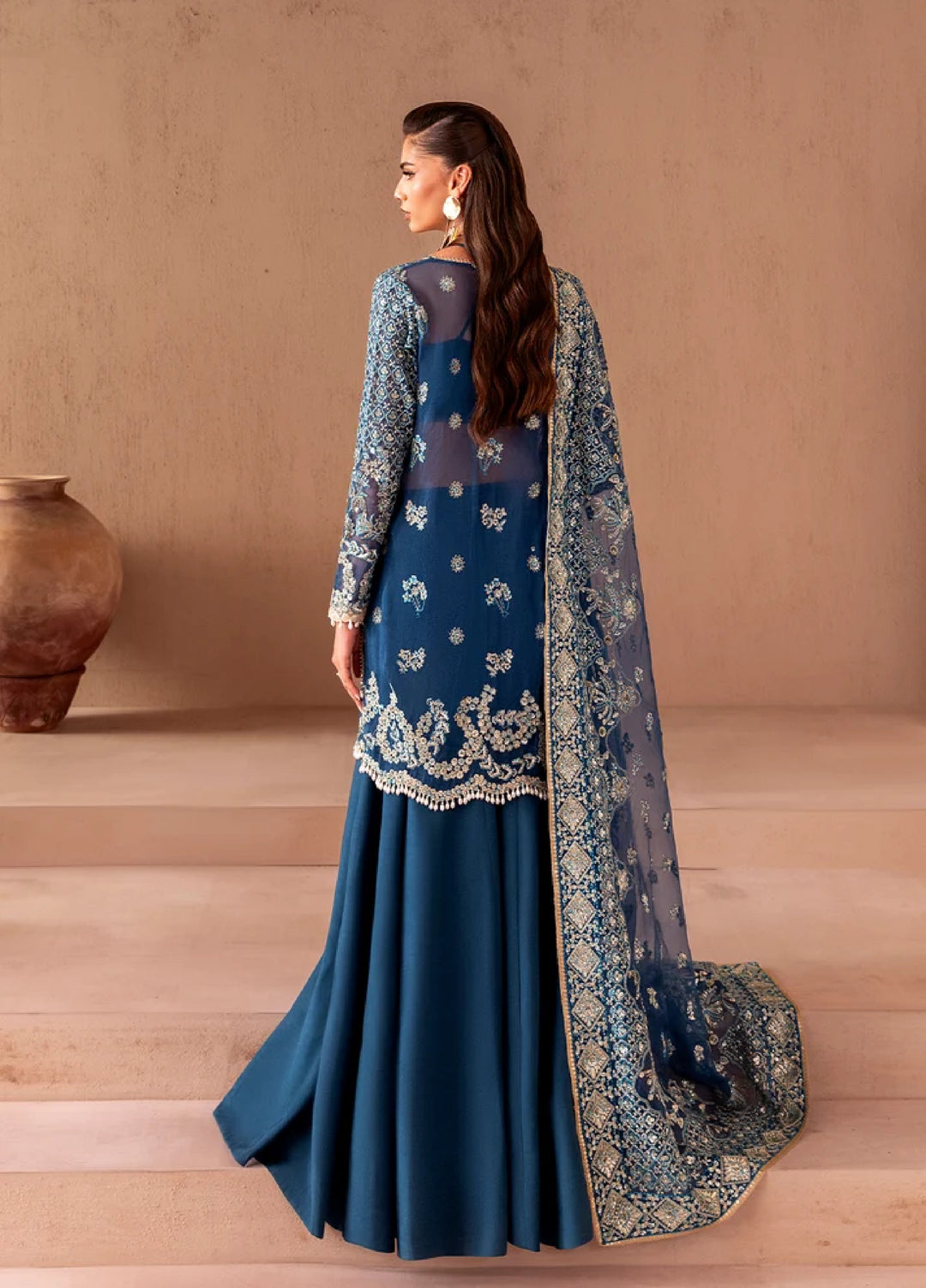 Clay N Couture by Emaan Adeel Unstitched Embroidered Chiffon 3 Piece Suit  Elara - Festive Collection