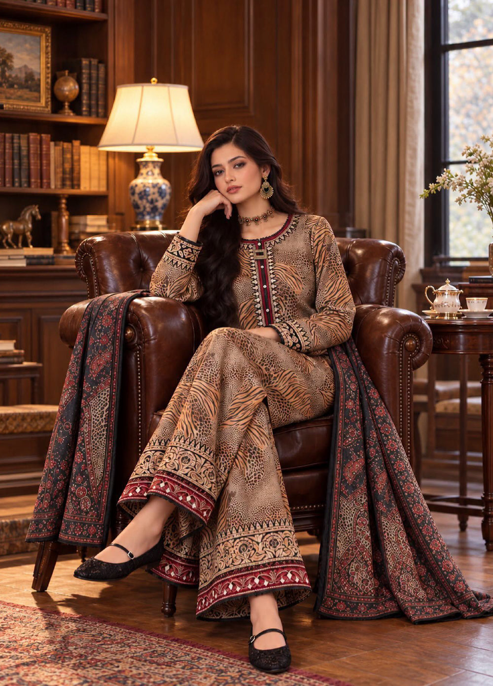 Noor by Saadia Asad Unstitched Printed Linen 3 Piece Suit SA26UNL D1 B - Winter Collection
