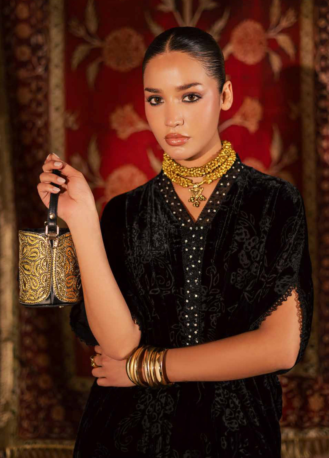 Ballerina by Nureh Unstitched Velvet Palachi Embroidered 3 Piece Suits NU25BV NU2-193 - Festive Collection