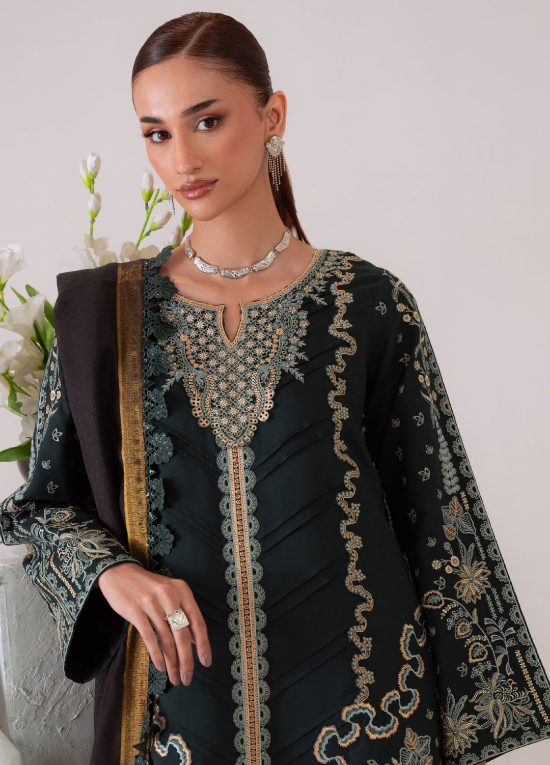 Miraal By Aabyaan Embroidered Chikankari Suits Unstitched 3 Piece ABY25MV D-AV-01-Arva - Winter Collection