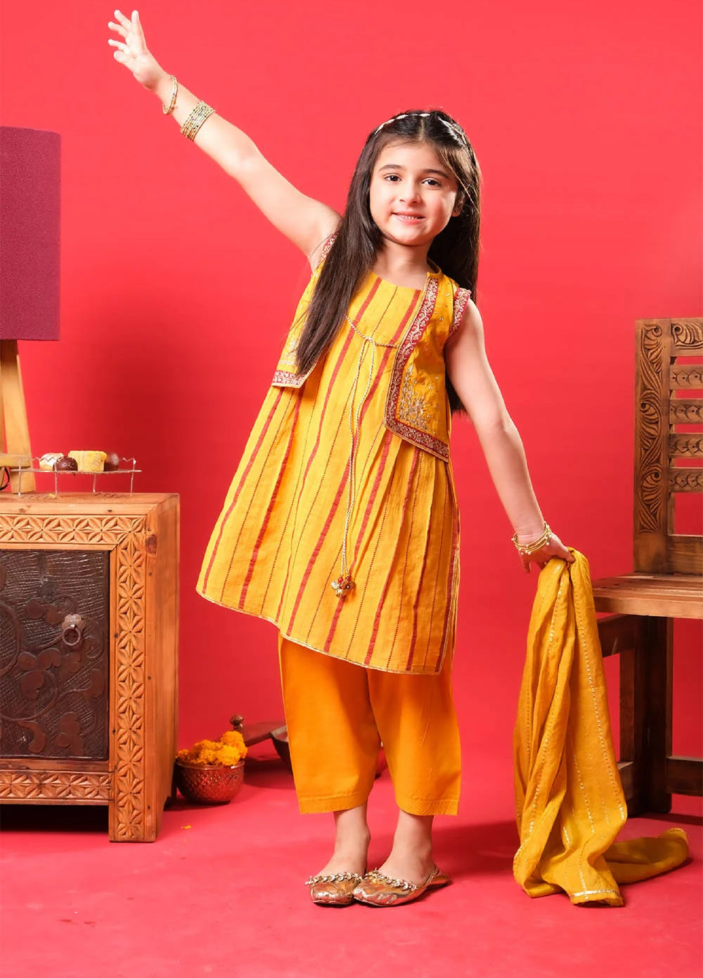 Senorita Girls RTW Solids Cotton 3 Piece Suit KBD-03350 - Casual Collection