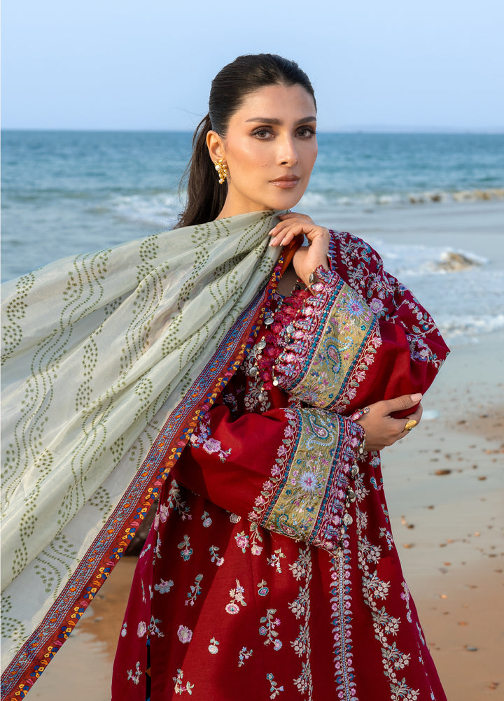 Siraa by Sadaf Fawad Khan Unstitched Embroidered Luxury Lawn 3 Piece Suit SDF26USL Aatish - Festive Collection