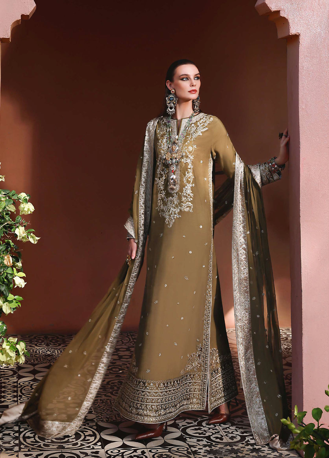 Nuvera Hemline by Mushq Unstitched Raw Silk Embroidered 3 Piece Suit MU26UNH D-2 Jadis - Festive Collection