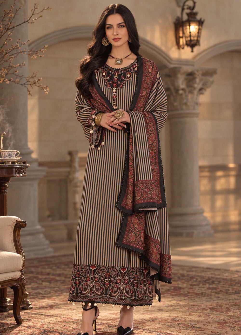 Noor by Saadia Asad Unstitched Printed Linen 3 Piece Suit SA26UNL D9 A - Winter Collection