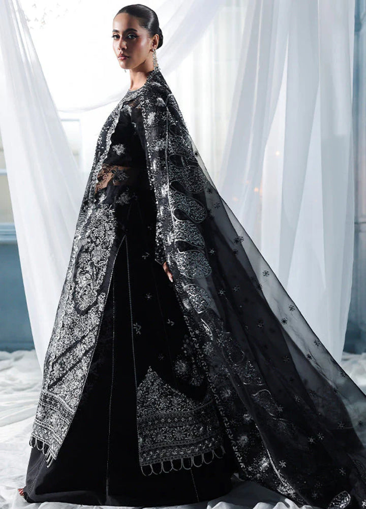 Zynoria by Saffron Unstitched Organza Embroidered Suits 3 Piece SFR25Z Onyx - Festive Collection