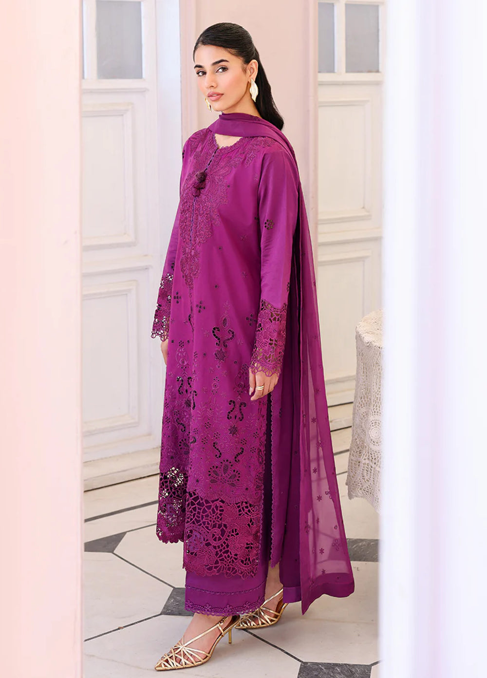 Veil of Summer by Roheenaz Unstitched Embroidered Luxury Lawn 3 Piece Suit RN26UVS 408 ELAN BLOOM - Eid Collection