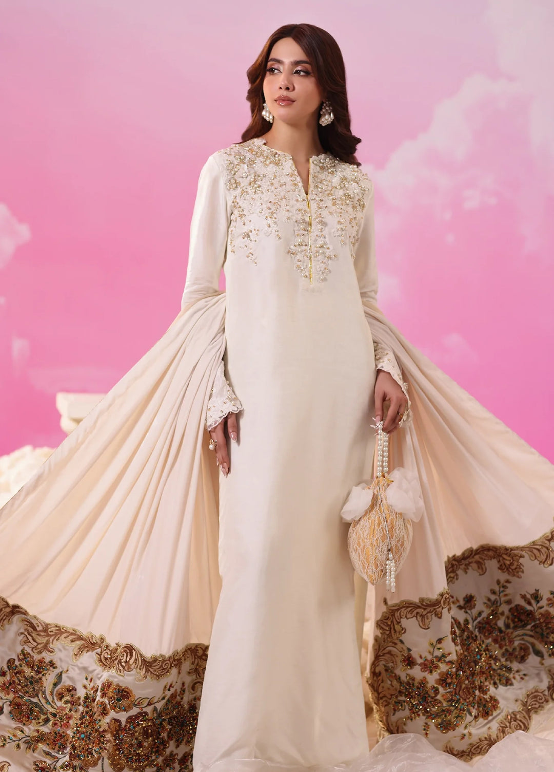Mount Olypus by Musferah Saad Pret Embroidered Tissue Silk 3 Piece Iris Radiance - Festive Collection