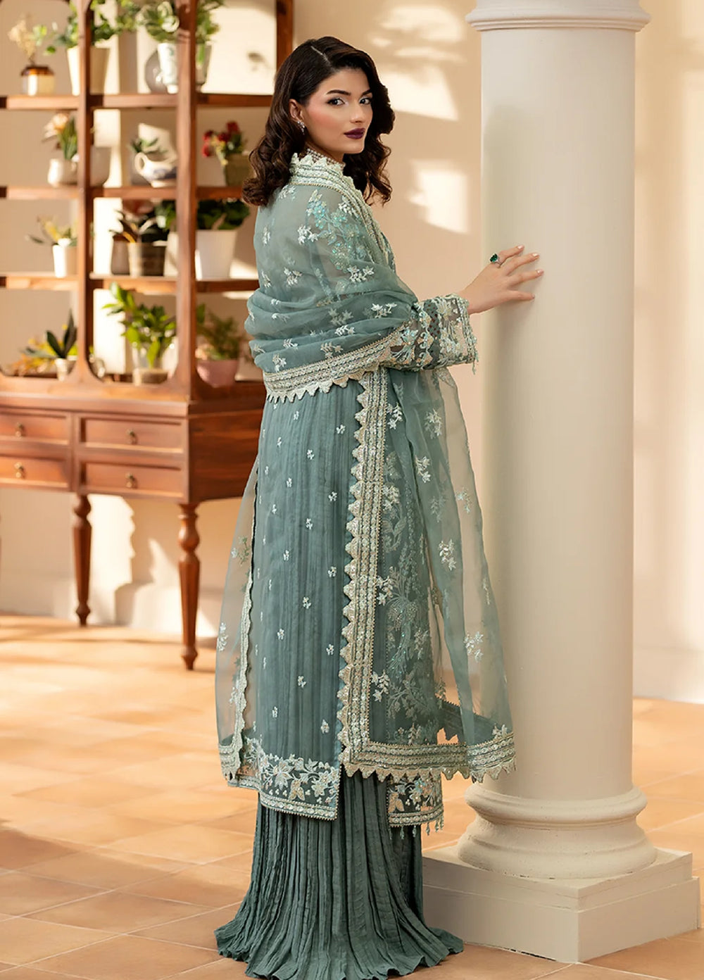 Yashfa Unstitched Hand Work Organza 4 Piece Suit MAHE NOOR - Wedding Collection