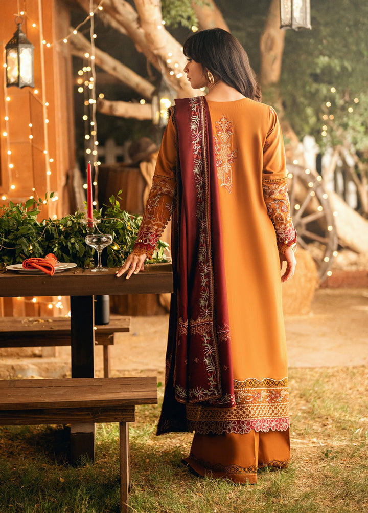 Florent Serenity Embroidered Woolen Shawls Unstitched Marina Twill Suits 3 Piece FL25WS FL-1B - Winter Collection