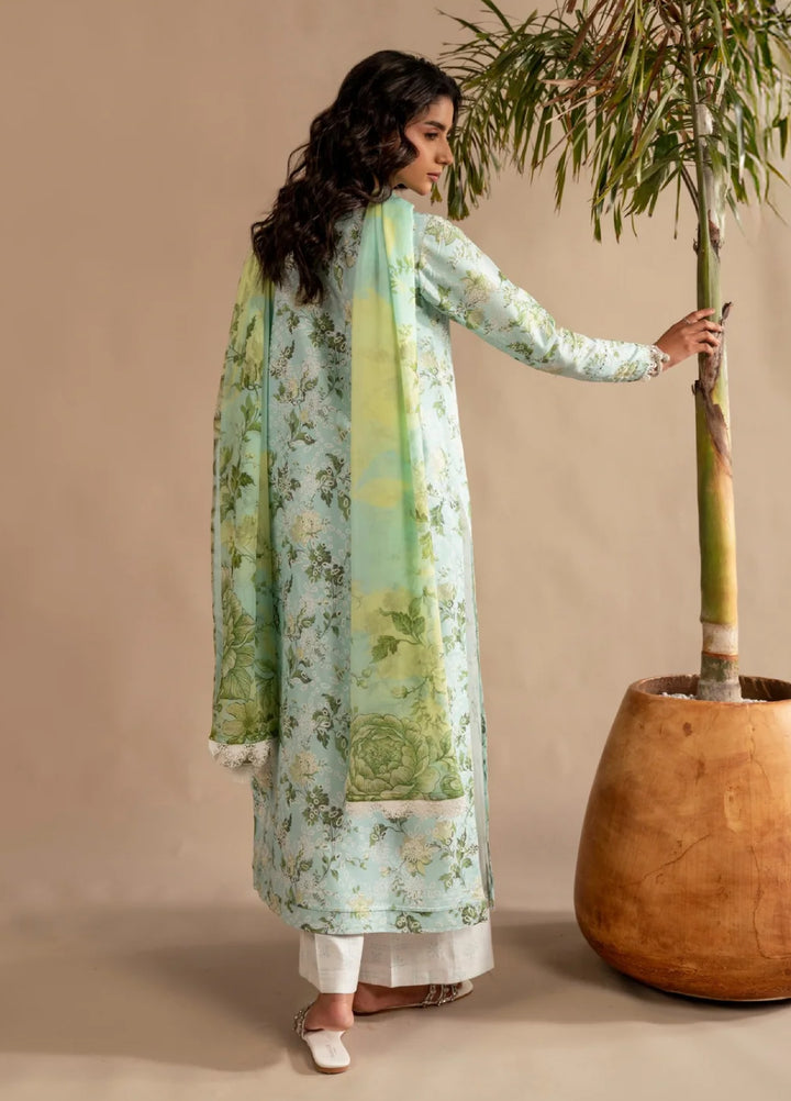 Meraki by Asifa and Nabeel Unstitched Embroidered Lawn 3 Pcs Suit AN26UM MSSL-12 Mint Mosaic - Summer