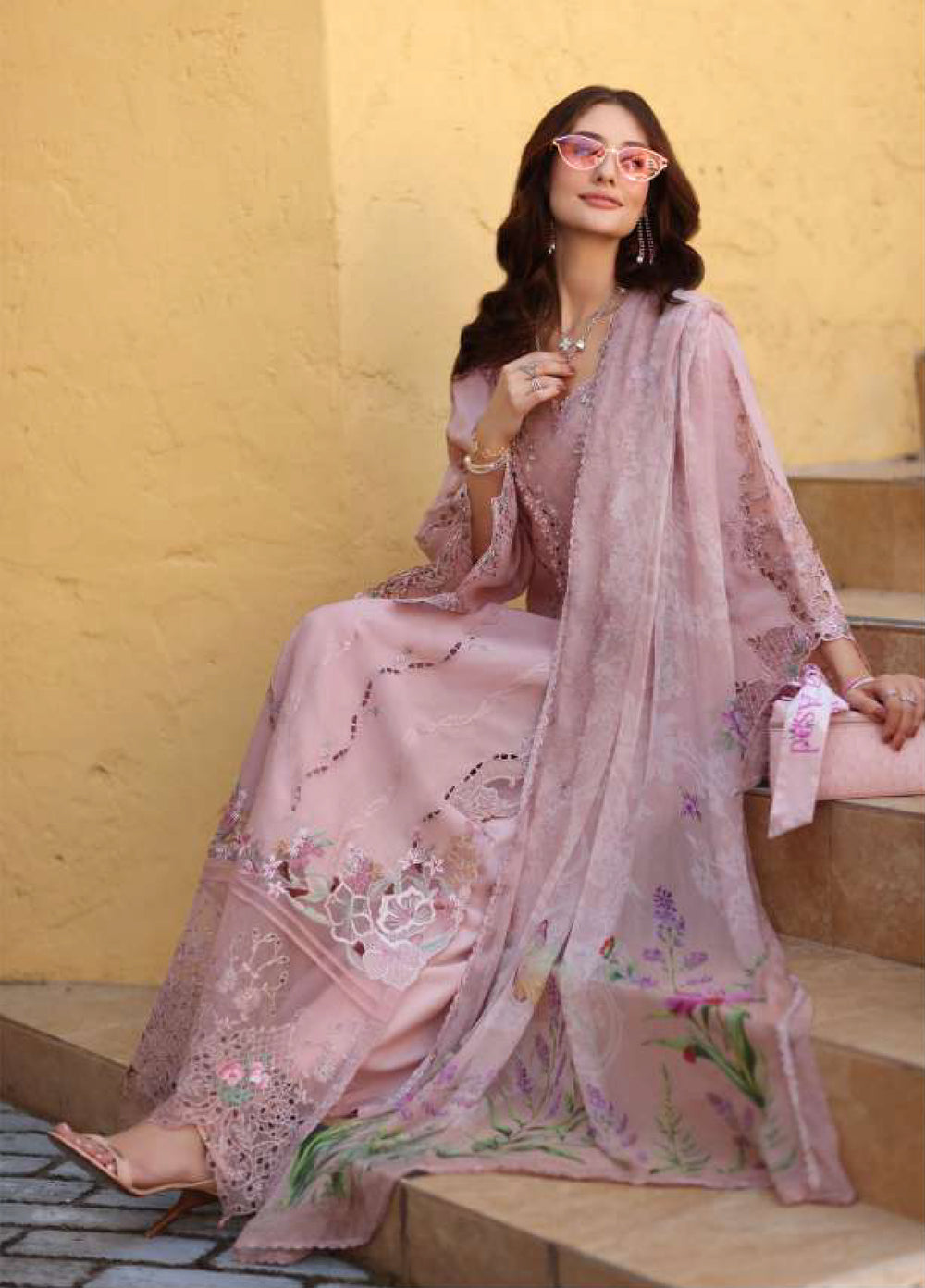 Noor Luxe by Saadia Asad Unstitched Embroidered Lawn 3 Piece Suit SA26UNL D-2A - Summer Collection