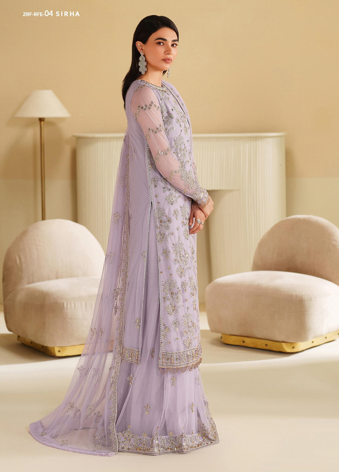 Roohi By Zarif Unstitched Formal Embroidered Net Suits 4 Piece ZRF25RF RFE-04 Sirha - Formals Collection