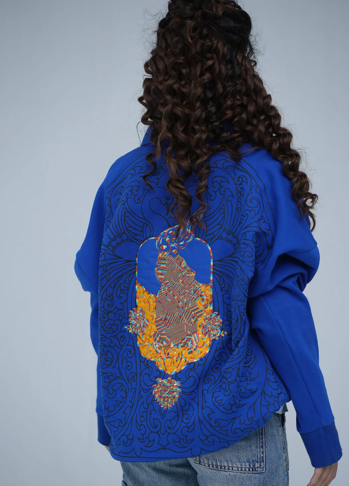 Movement Unisex Western 1 Piece Printed Fleece Royal Indigo Blue - Winter Collection