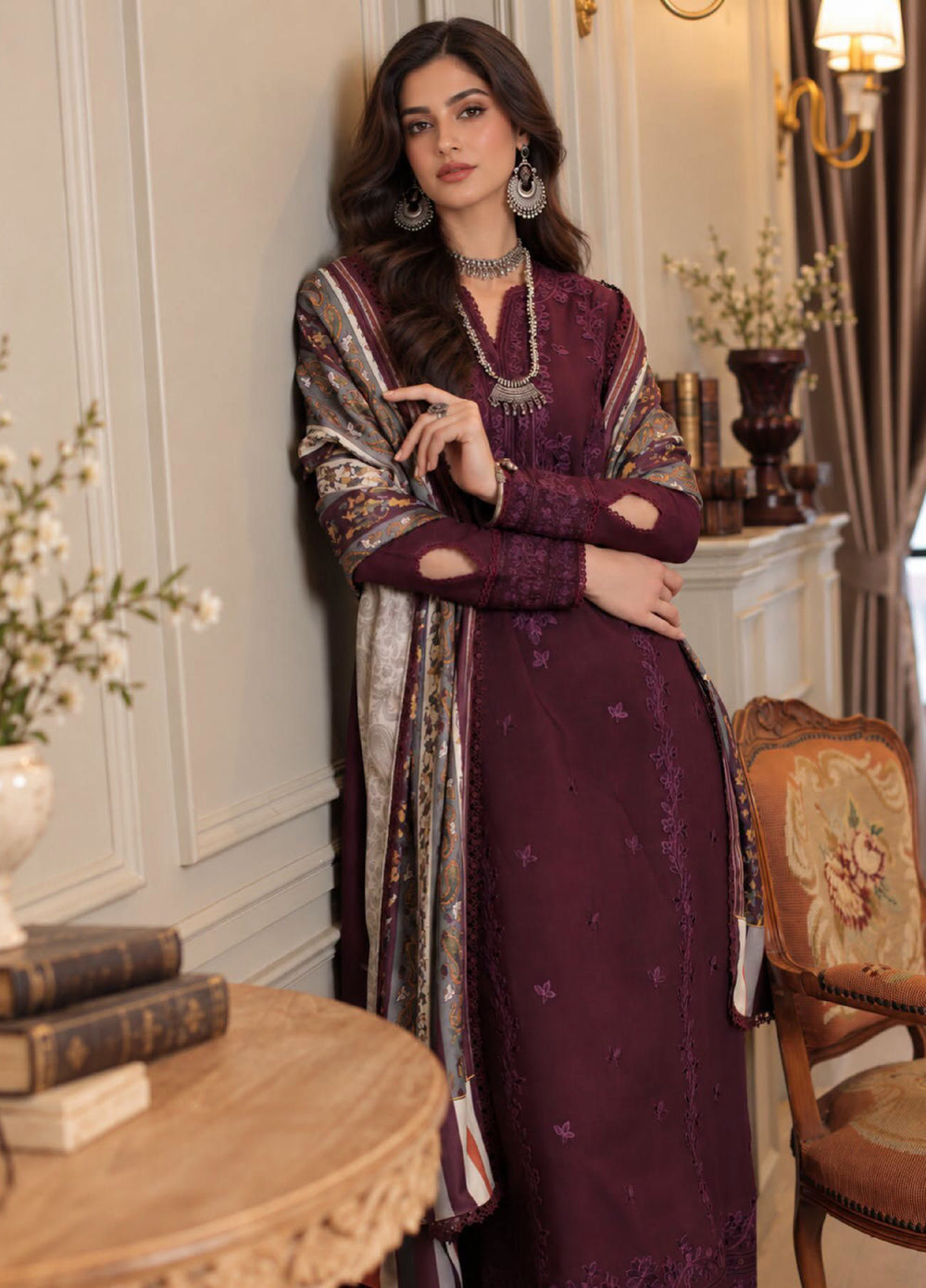 Noor by Saadia Asad Unstitched Embroidered Linen 3 Piece Suit SA26UNL D7 B - Winter Collection