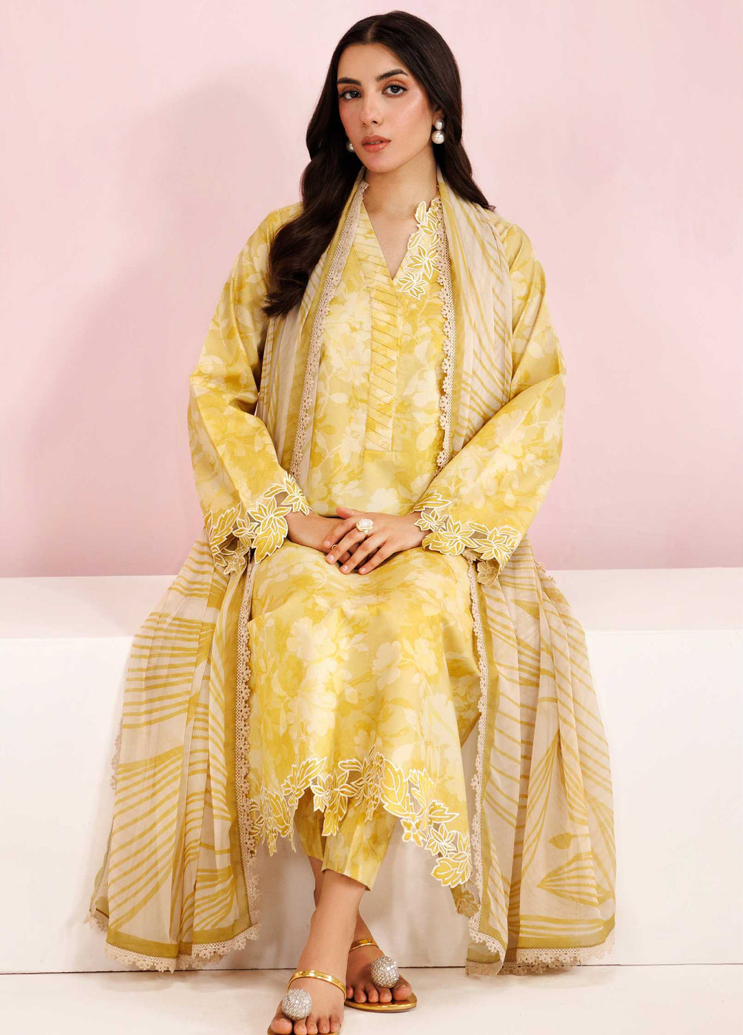 Farasha Unstitched Embroidered Lawn 3 Piece Suit FSH26UL D-6 Honey Ember - Summer Collection