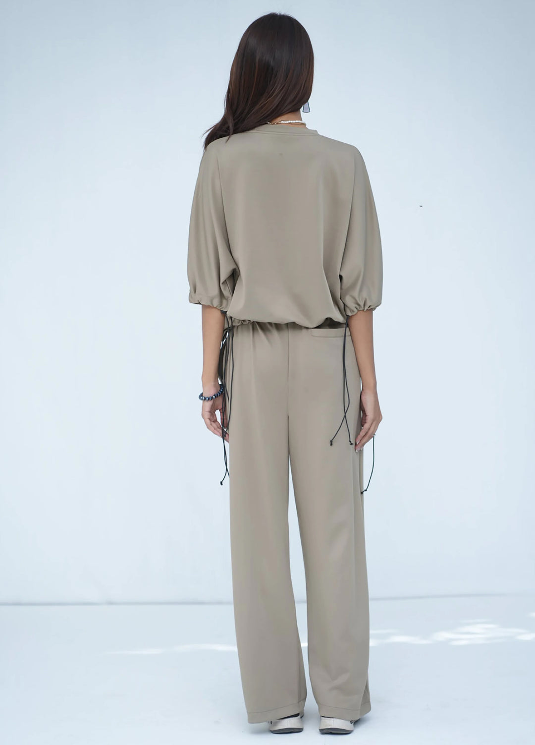 Movement Unisex Western 1 Piece Printed Fluid Fall Tehreek Cord-Set Beige - Winter Collection