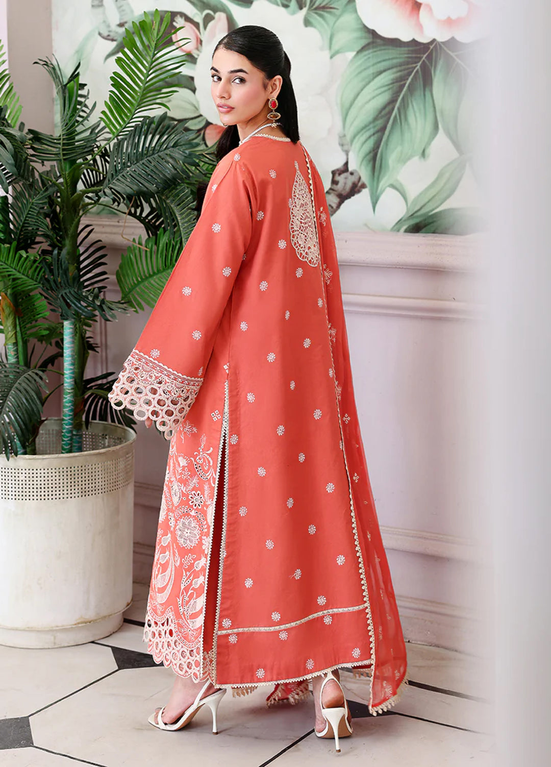 Veil of Summer by Roheenaz Unstitched Embroidered Luxury Lawn 3 Piece Suit RN26UVS 401 SOLEIL BLANC - Eid Collection