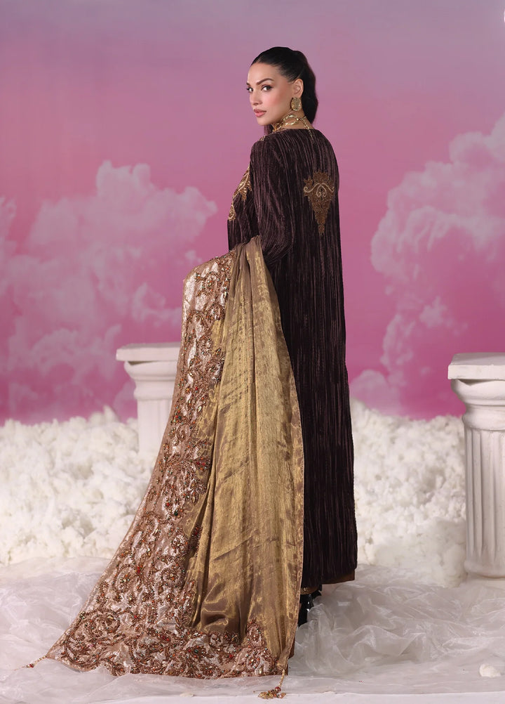 Mount Olypus by Musferah Saad Pret Embroidered Velvet 3 Piece Bronze Legacy - Festive Collection