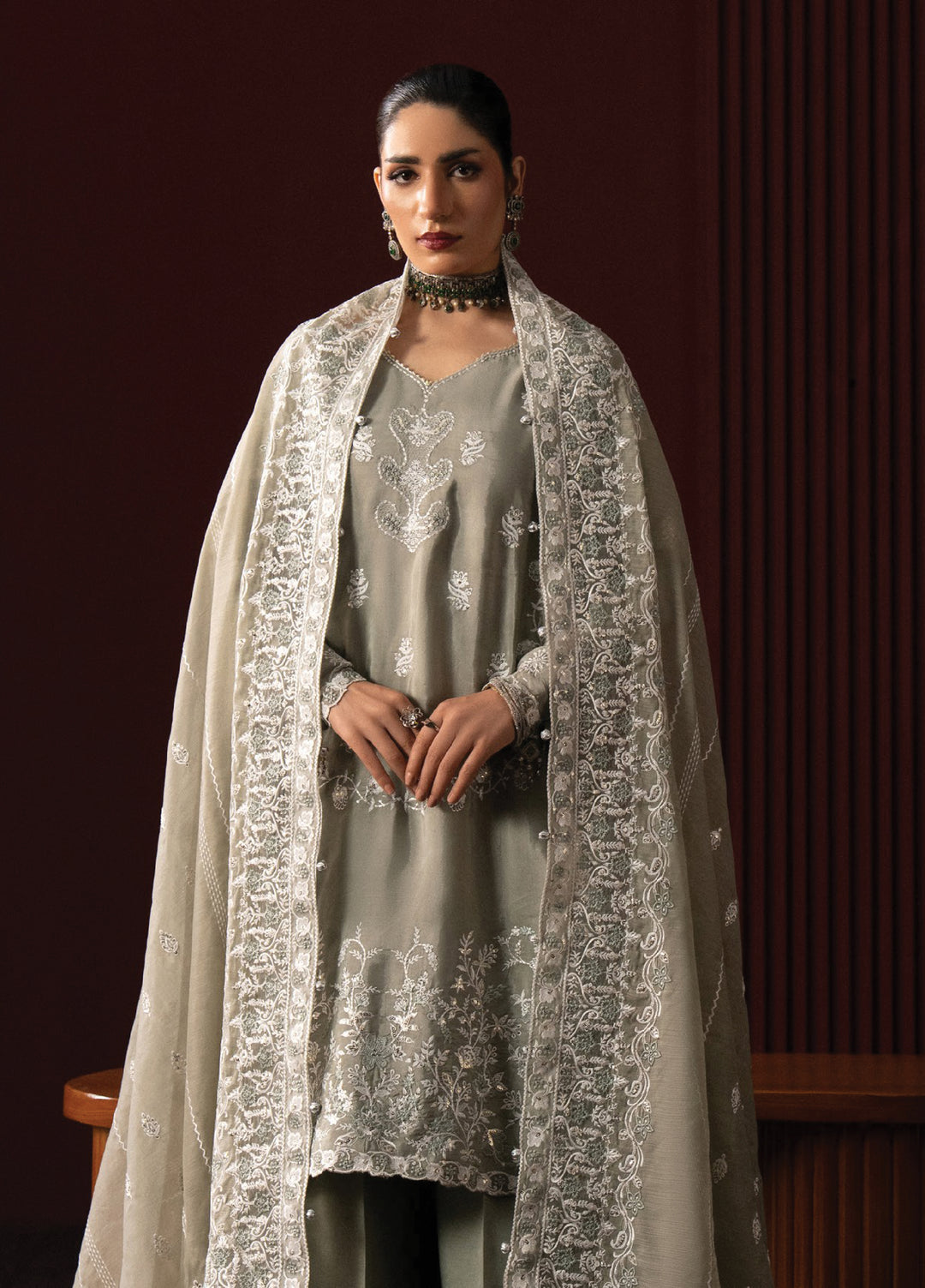 Lady by Aik Atelier Unstitched Tussar Silk Embroidered Suits 3 Piece AIK25L D-06 AIK25L - Festive Collection