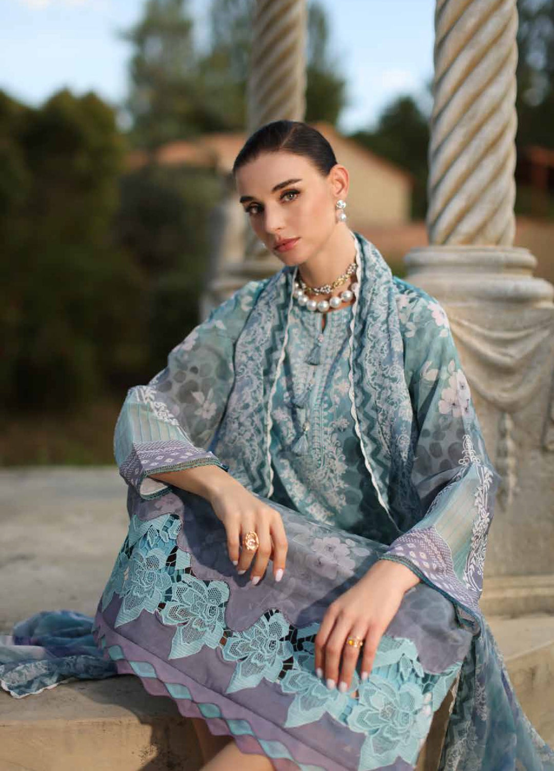 Signature Prints by Nureh Unstitched Embroidered Swiss Lawn 3 Piece Suit NU26SSL SP-196 - Festive Collection