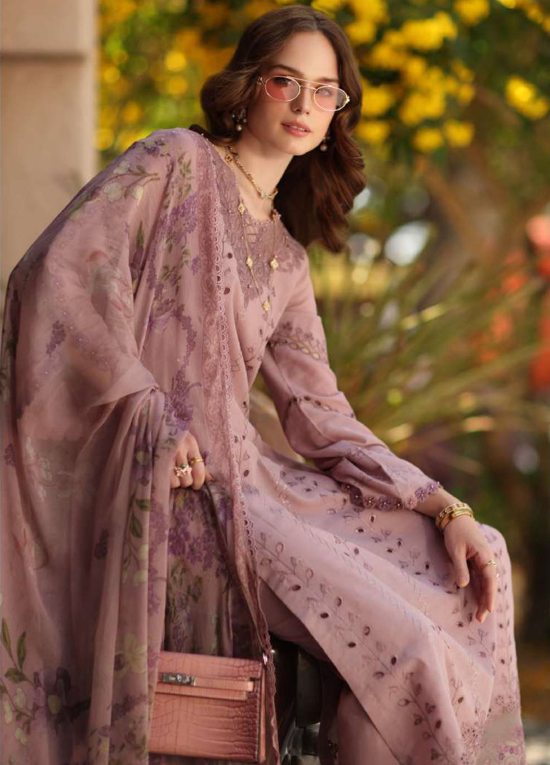 Noor Luxe by Saadia Asad Unstitched Embroidered Lawn 3 Piece Suit SA26UNL D-4B - Summer Collection