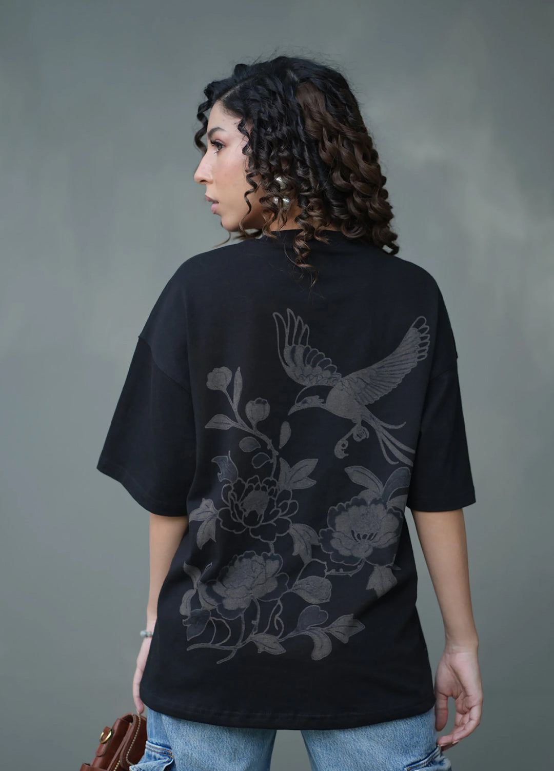 Movement Unisex Western 1 Piece Printed Cotton Noir Botanical Tee - Winter Collection